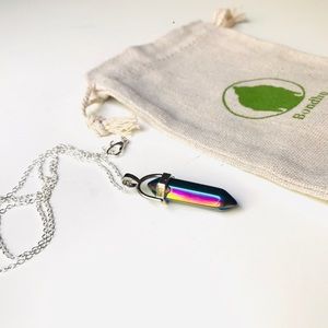 Titanium Aura Hematite Pendant Silver Necklace